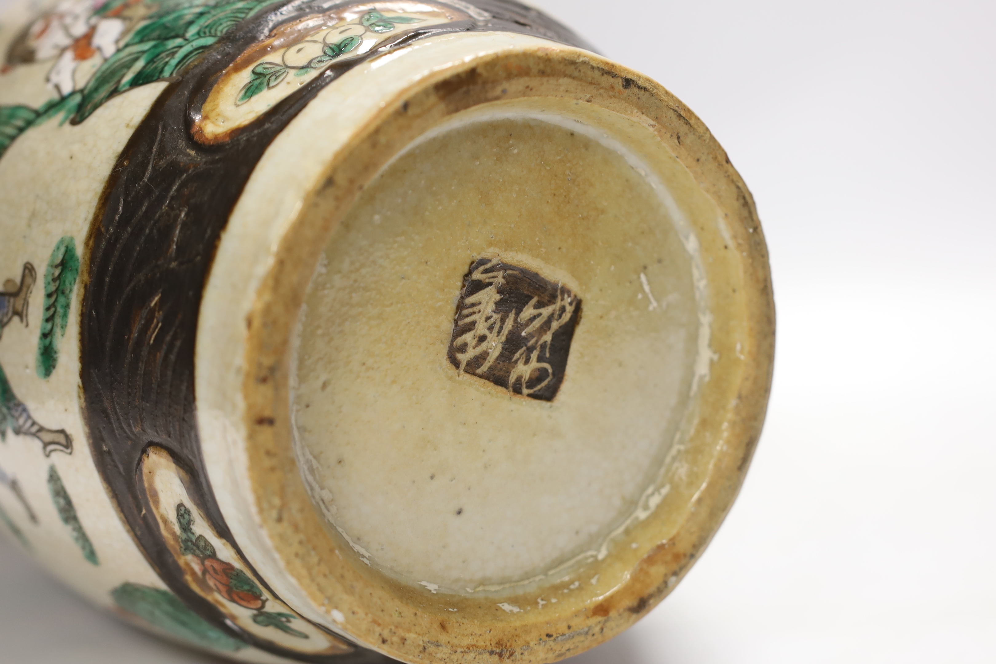 A large Chinese crackle ware famille rose vase, early 20th century, 43cm high